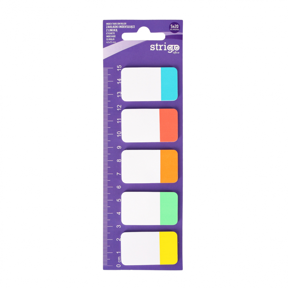 Etichete Indexare Strigo cu rigla 5x20 file, culori Neon, 45x20mm