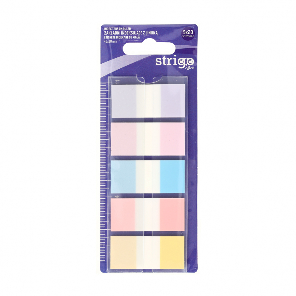 Etichete Indexare Strigo cu Rigla, 5A 20 File, 45A 20 mm, Pastel