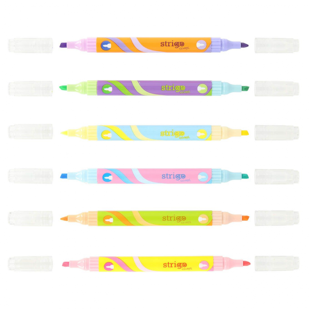Evidențiator Strigo 2 în 1, 6 culori neon + 6 pastel [3]
