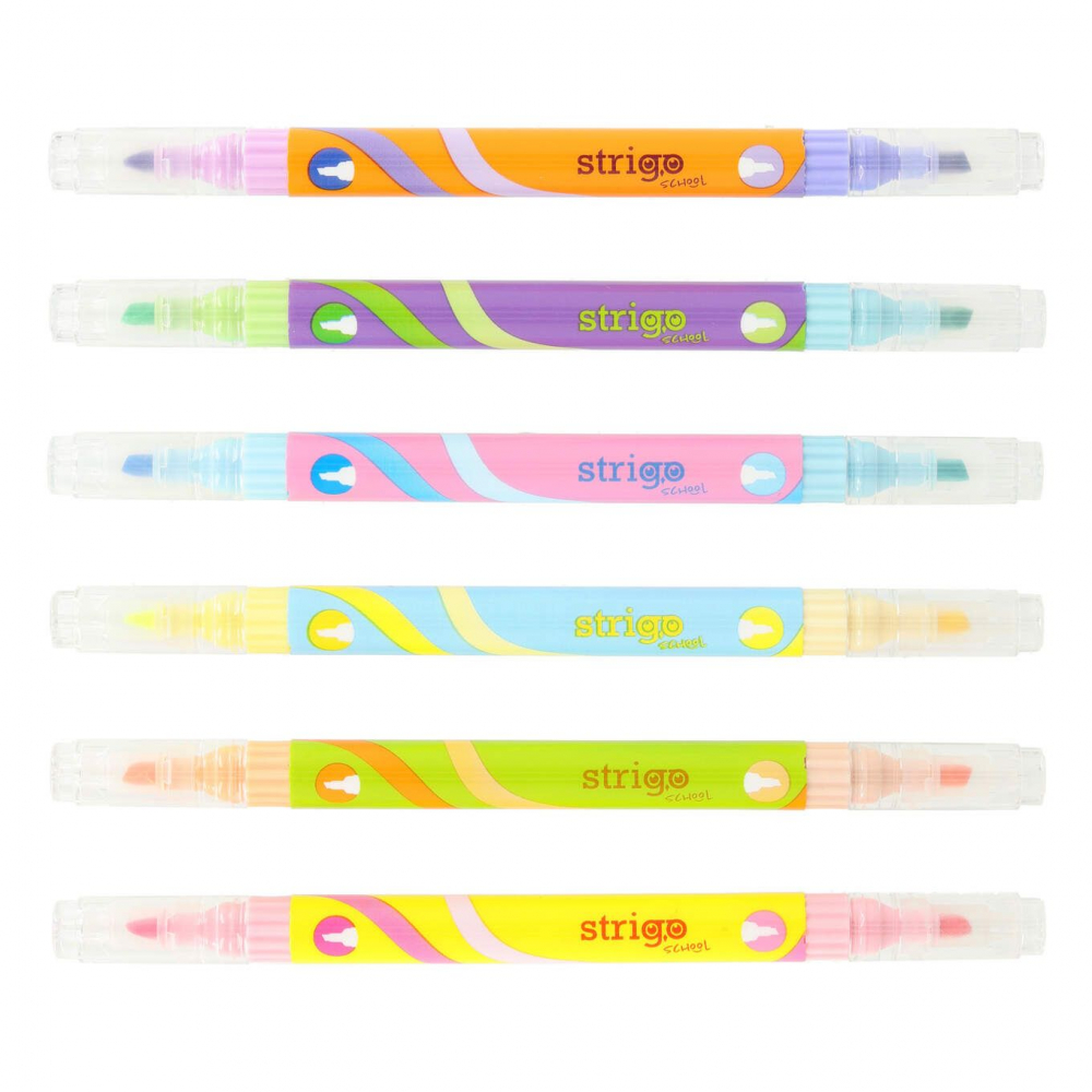 Evidențiator Strigo 2 în 1, 6 culori neon + 6 pastel [2]