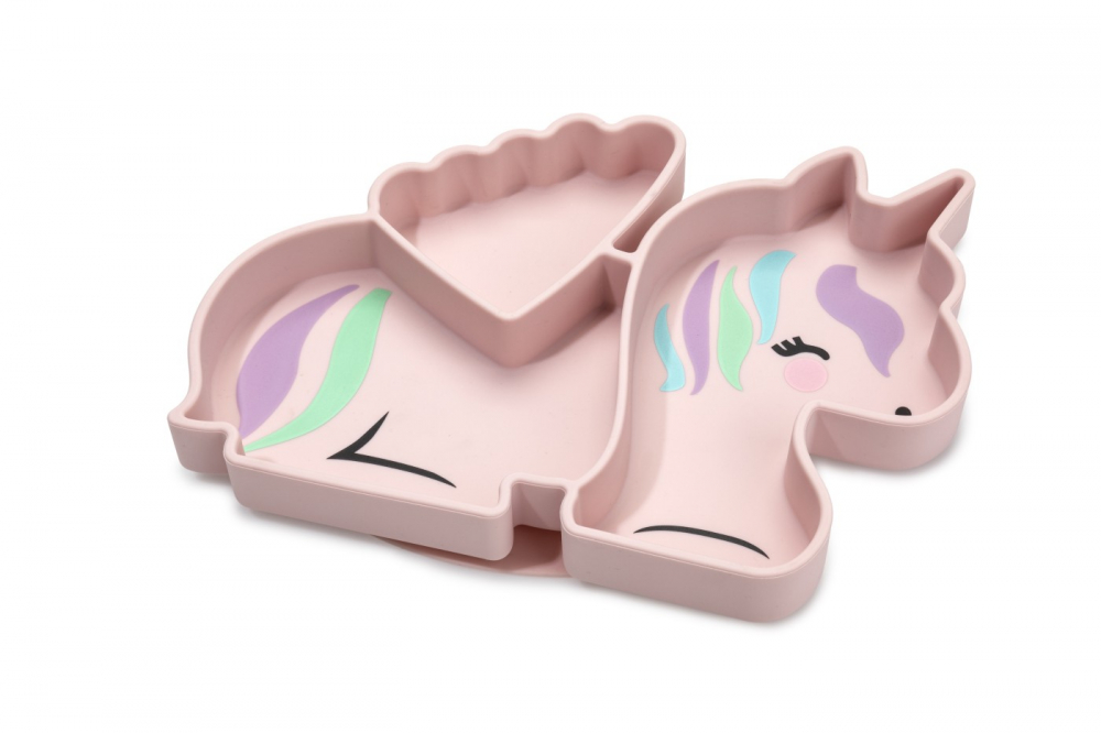 Farfurie cu 3 compartimente si ventuza din silicon,model unicorn [2]