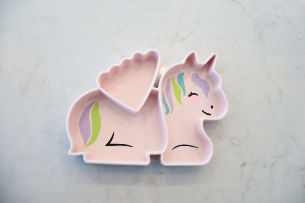 Farfurie cu 3 compartimente si ventuza din silicon,model unicorn [7]