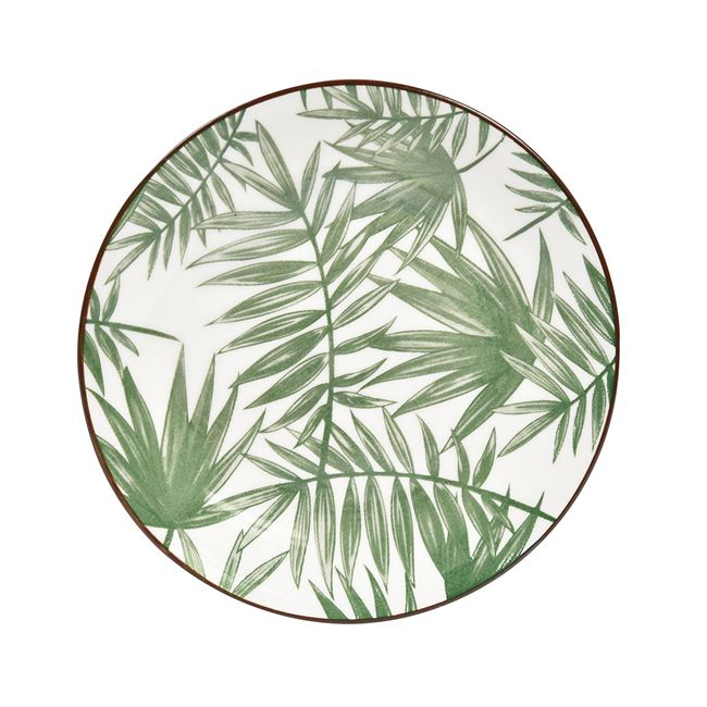 Farfurie desert cu imprimeu frunze tropicale,portelan,15 cm