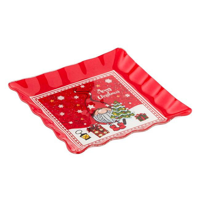 Farfurie patrata desert cu margine ondulata Gnom [2]