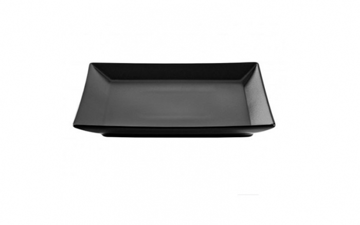 Farfurie patrata pentru servire, negru, ceramica, 21x21 cm