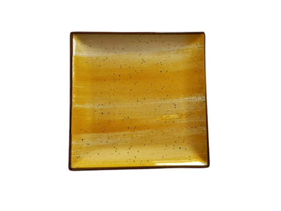 Farfurie pentru desert, Ceramica, Patrat, Galben, 18x18 cm