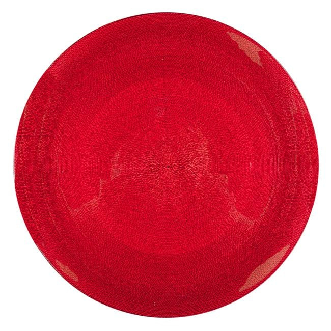 Farfurie pentru servire,sticla,rosu,21 cm