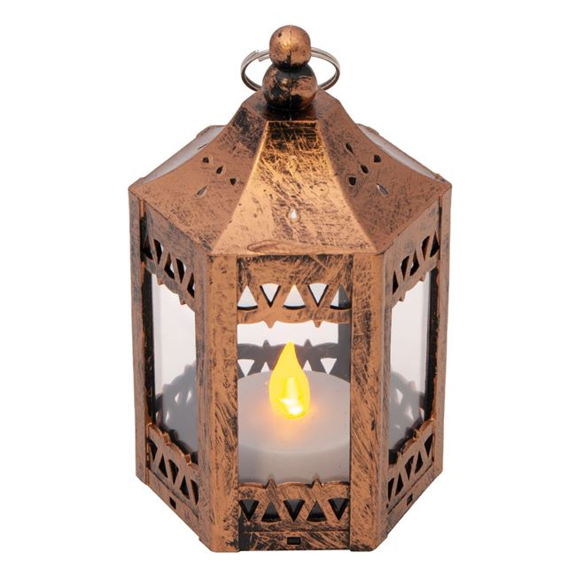 Felinar hexagonal decorativ cu lumanare led [2]