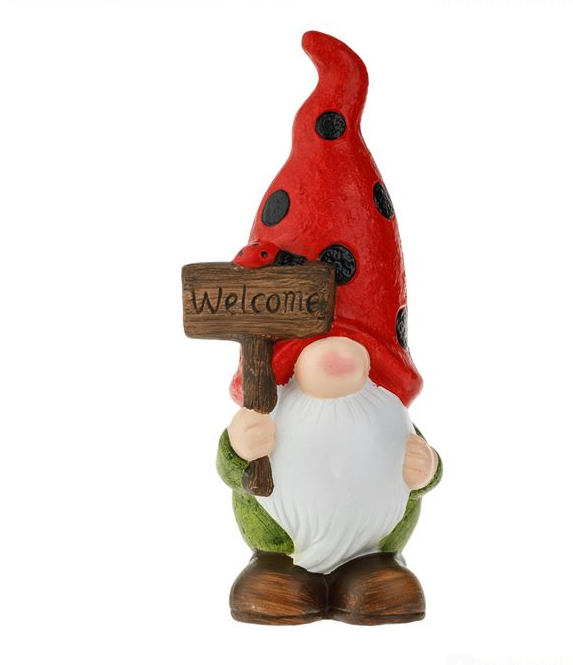 Figurina decorativa pentru gradina Spiridus Welcome, ceramica, 14x10x30 cm [3]