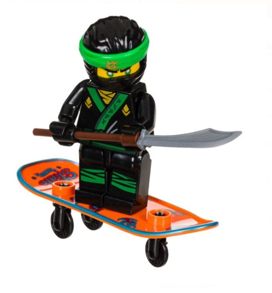 Figurina ninja cu skateboard inclus, plastic,9 cm