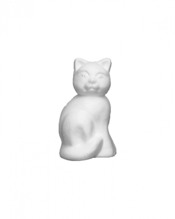 Figurina pisica pentru activitati crafts,polistiren,14.5x13x26 cm