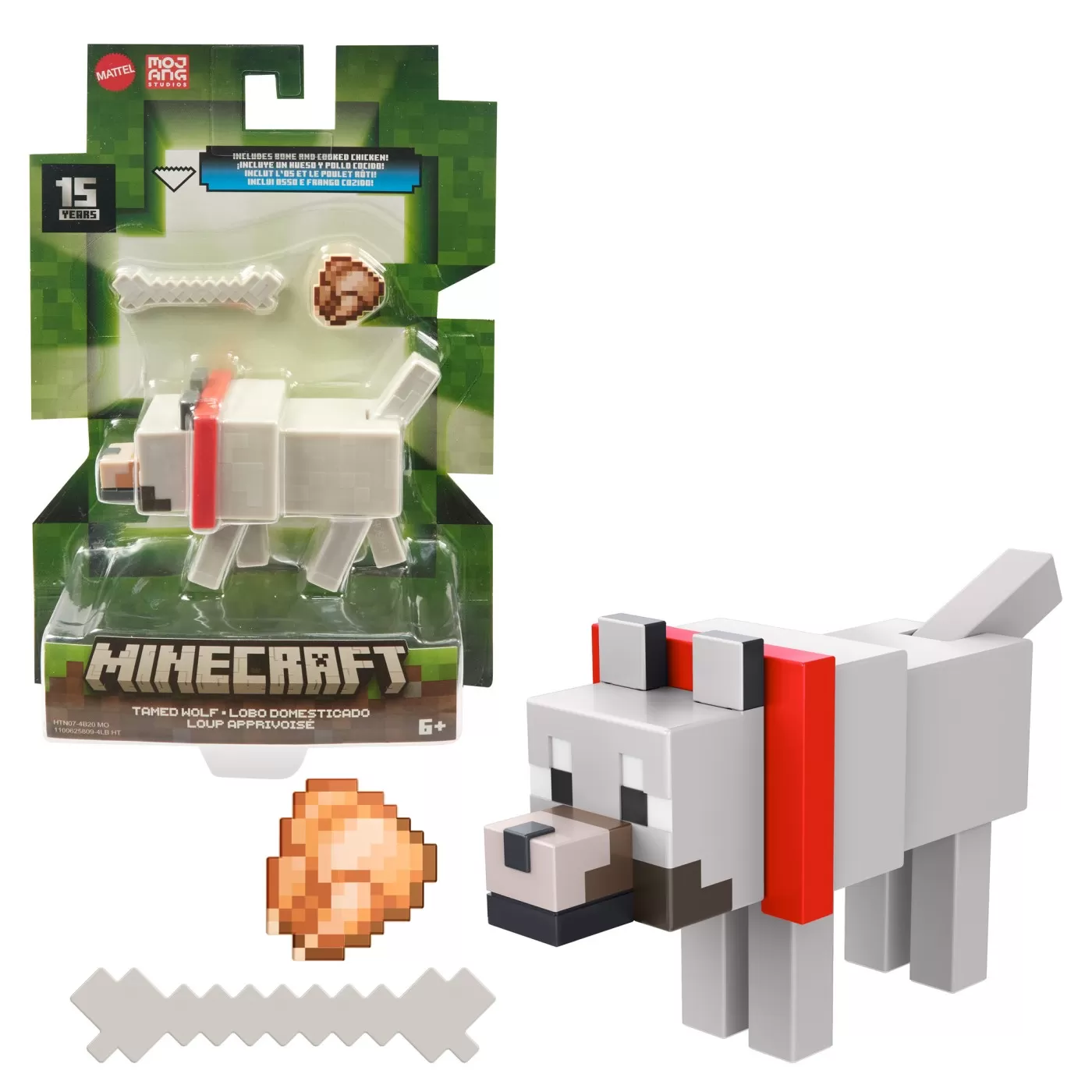 Figurina Tamed Wolf Minecraft a Block,8 cm