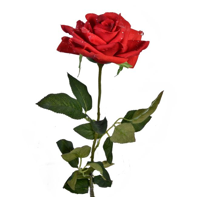 Fir floare trandafir decorativ,plastic,rosu,75 cm