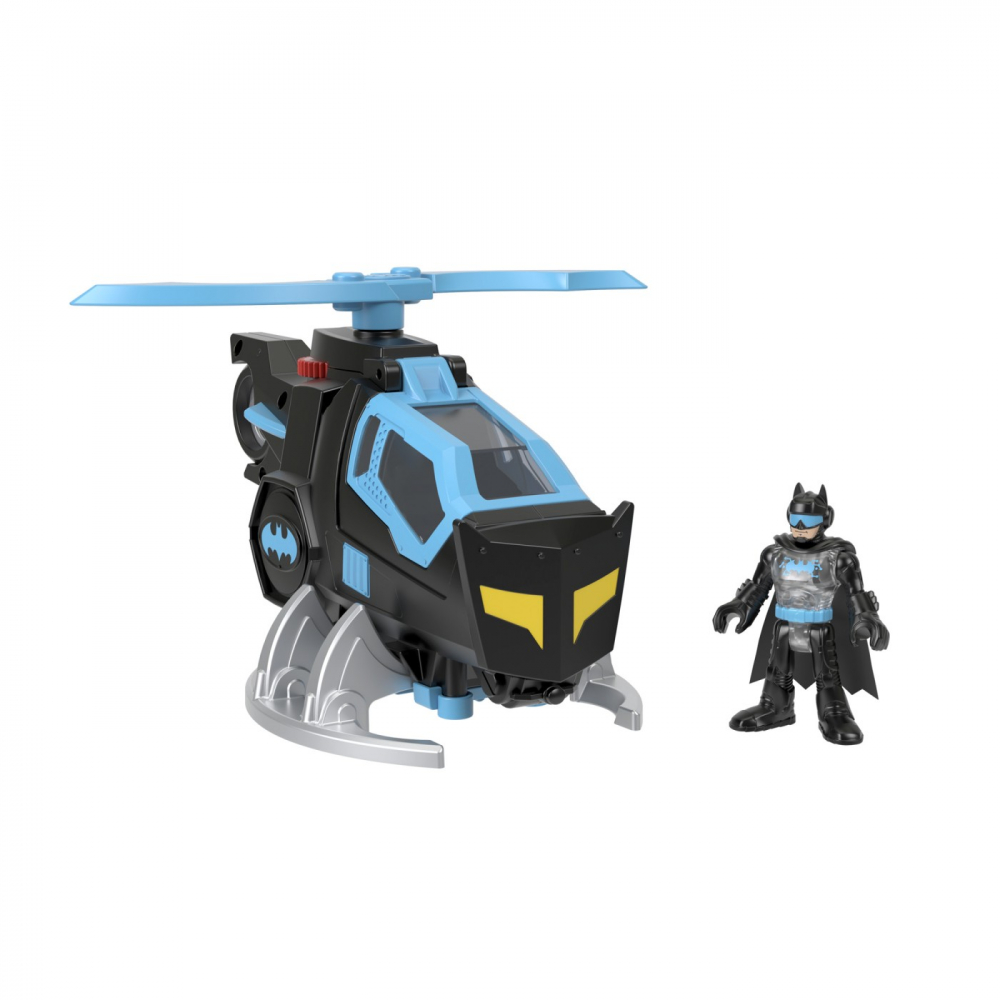 FISHER PRICE IMAGINEXT DC SUPER FRIENDS VEHICUL ELICOPTER CU FIGURINA BATMAN CU COSTUM NEGRU [4]