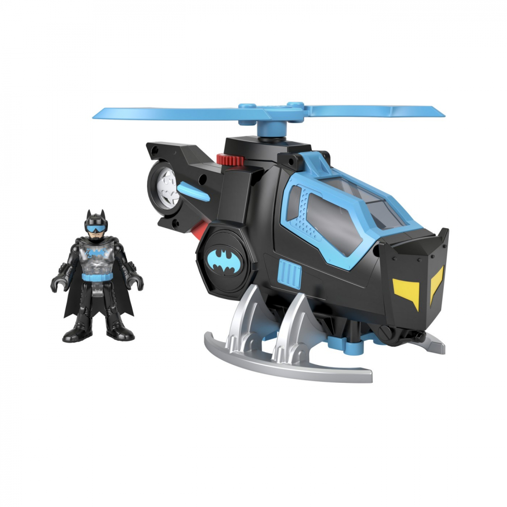 FISHER PRICE IMAGINEXT DC SUPER FRIENDS VEHICUL ELICOPTER CU FIGURINA BATMAN CU COSTUM NEGRU [3]