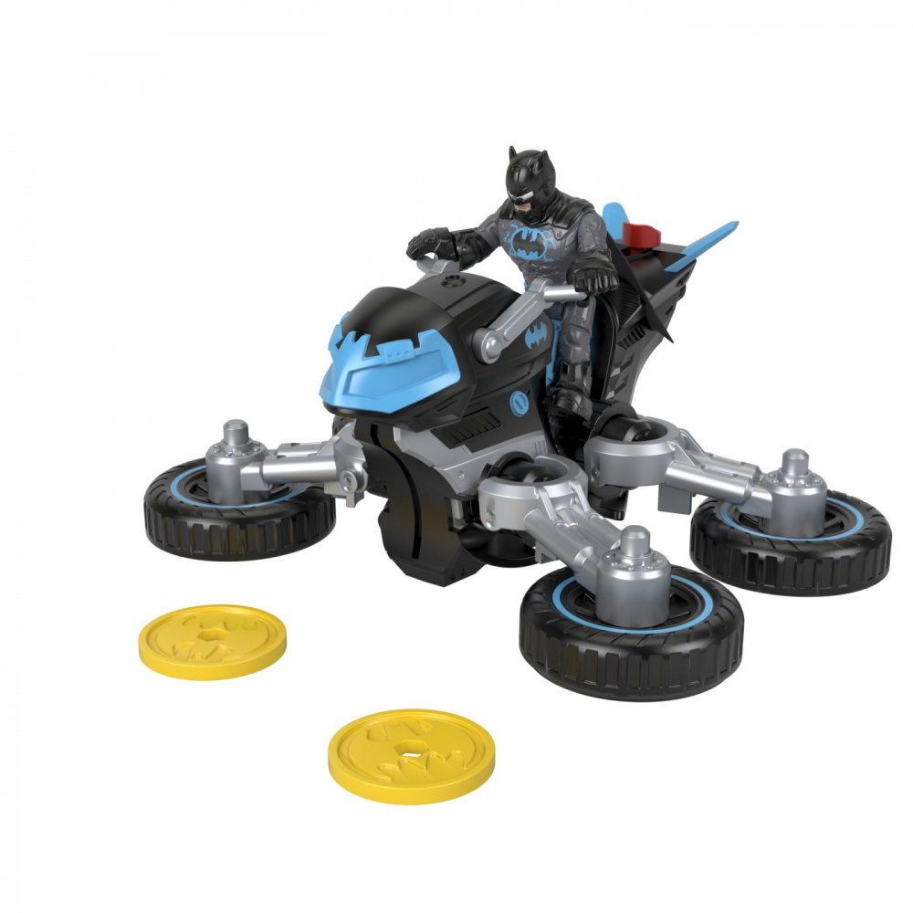 FISHER PRICE IMAGINEXT DC SUPER FRIENDS VEHICUL MOTOCICLETA CU FIGURINA BATMAN CU COSTUM GRI [3]