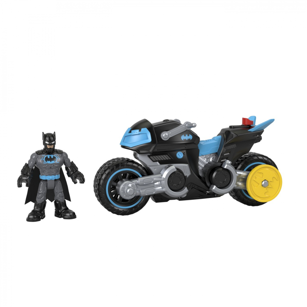 FISHER PRICE IMAGINEXT DC SUPER FRIENDS VEHICUL MOTOCICLETA CU FIGURINA BATMAN CU COSTUM GRI [5]
