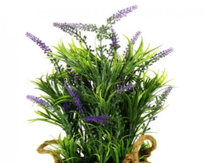 Flori de lavanda artificiale decorative in ghiveci metalic tip galetusa cu manere [4]