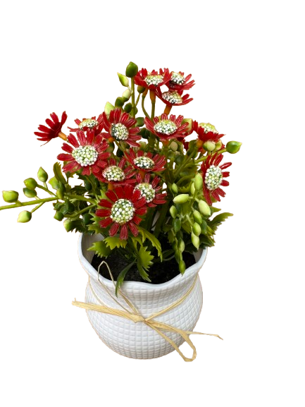 Floricele artificiale in ghiveci alb din plastic, 10x24 cm [2]