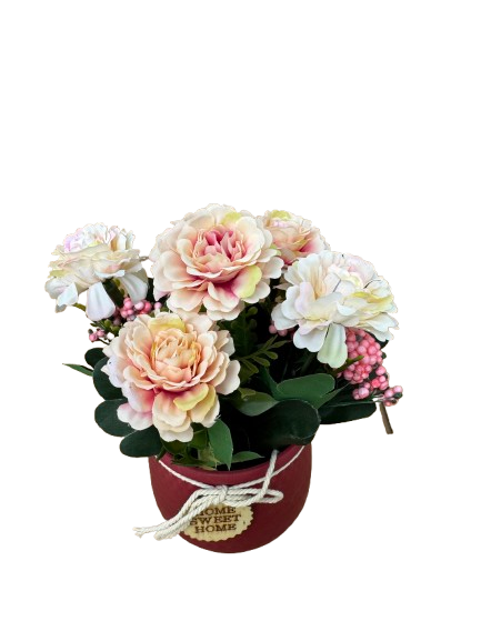 Floricele ivory artificiale in ghiveci visiniu din plastic, 8x21 cm [2]