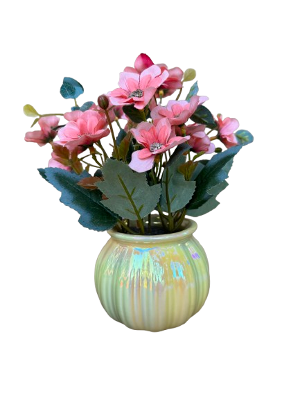 Floricele roz artificiale in ghiveci din ceramica, 9x23 cm [1]