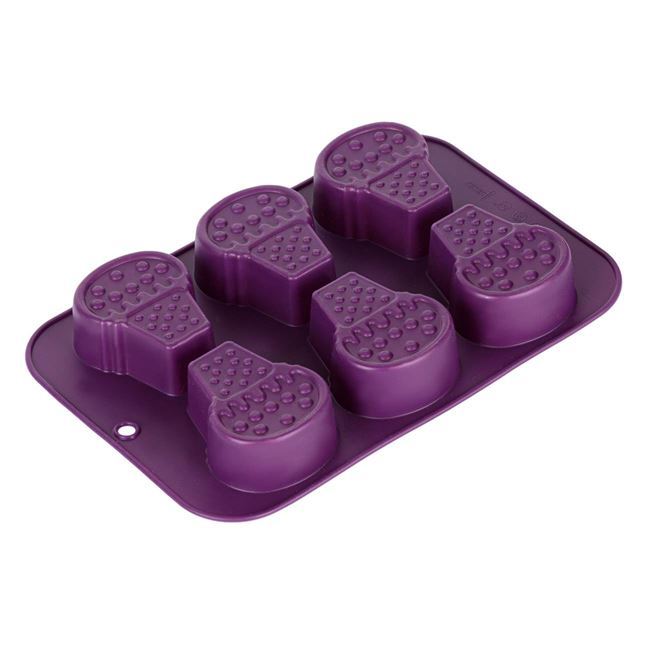 Forma de copt cu 6 locuri design inghetata din silicon,mov,25x16.5 cm [2]