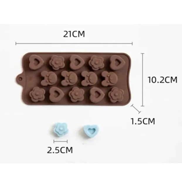 Forma de silicon inimioare si ursuleti pentru jeleuri si bomboane, 14 alveole [2]