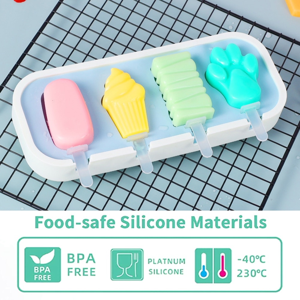 Forma de silicon pentru inghetata,4 compartimente,diverse culori, 24x10 cm [2]
