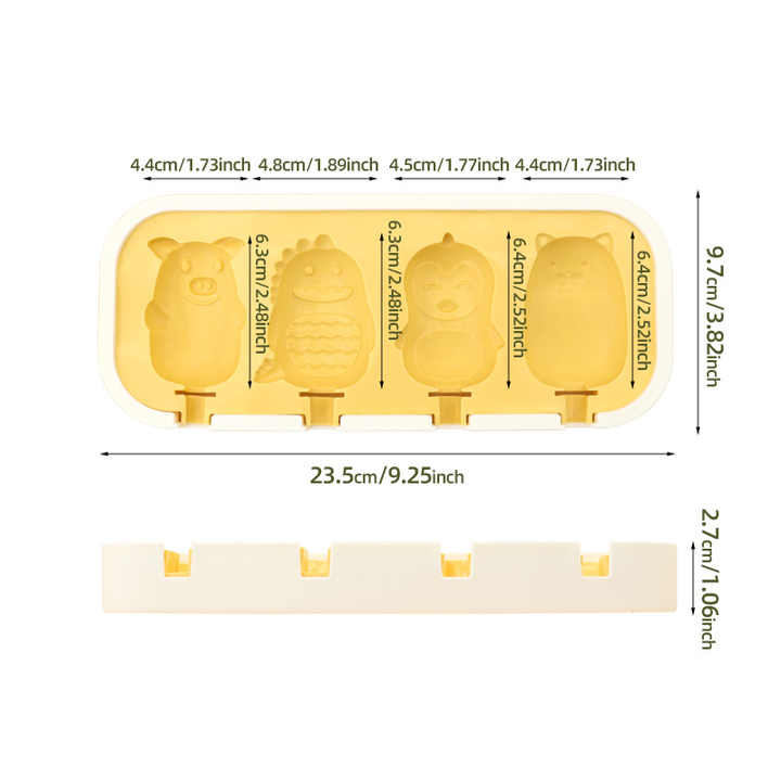 Forma de silicon pentru inghetata ,model animalute,diverse culori,24x10 cm [5]