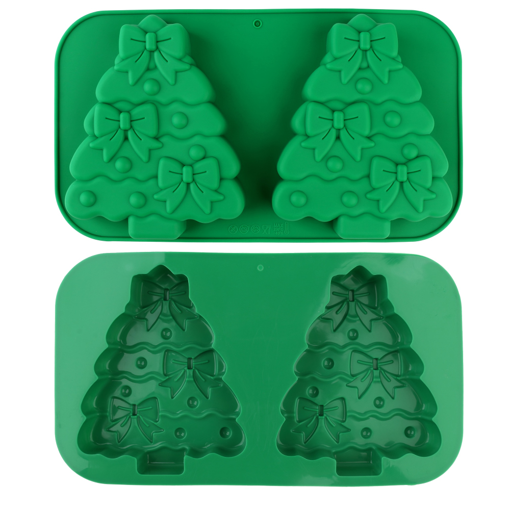 Forma din silicon cu 2 compartimente, design bradut,27x15 cm,diverse culori [9]