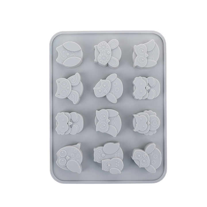 Forma din silicon pentru biscuiti, bomboane,jeleuri, model bufnite,diverse culori,12 alveole,19x14 cm [2]