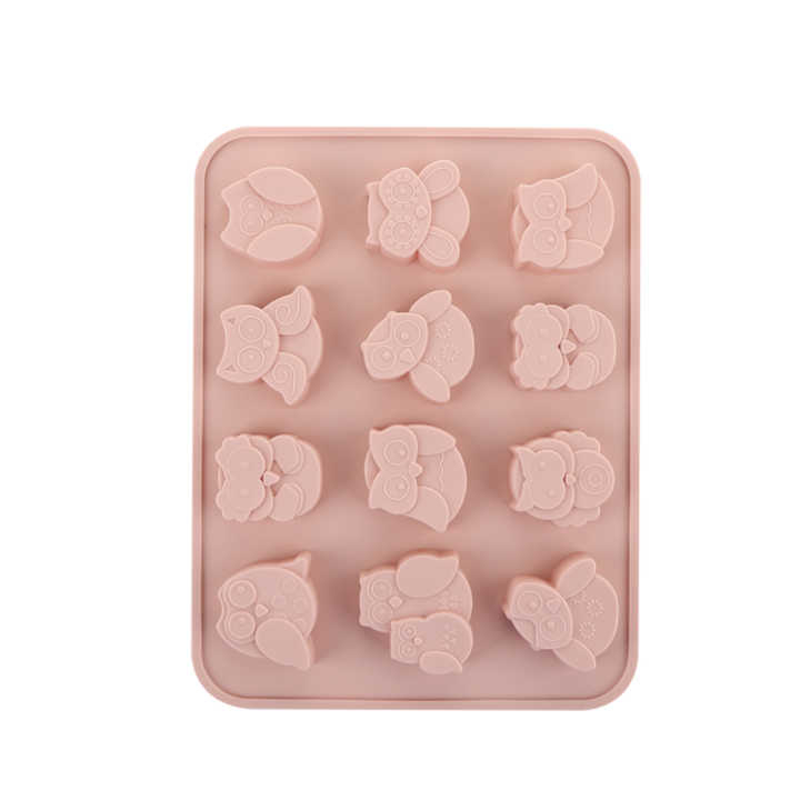 Forma din silicon pentru biscuiti, bomboane,jeleuri, model bufnite,diverse culori,12 alveole,19x14 cm [3]