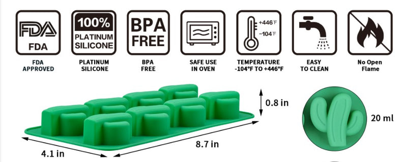 Forma din silicon pentru biscuiti, model cactsu, 8 alveole, diverse culori,20x10 cm [2]