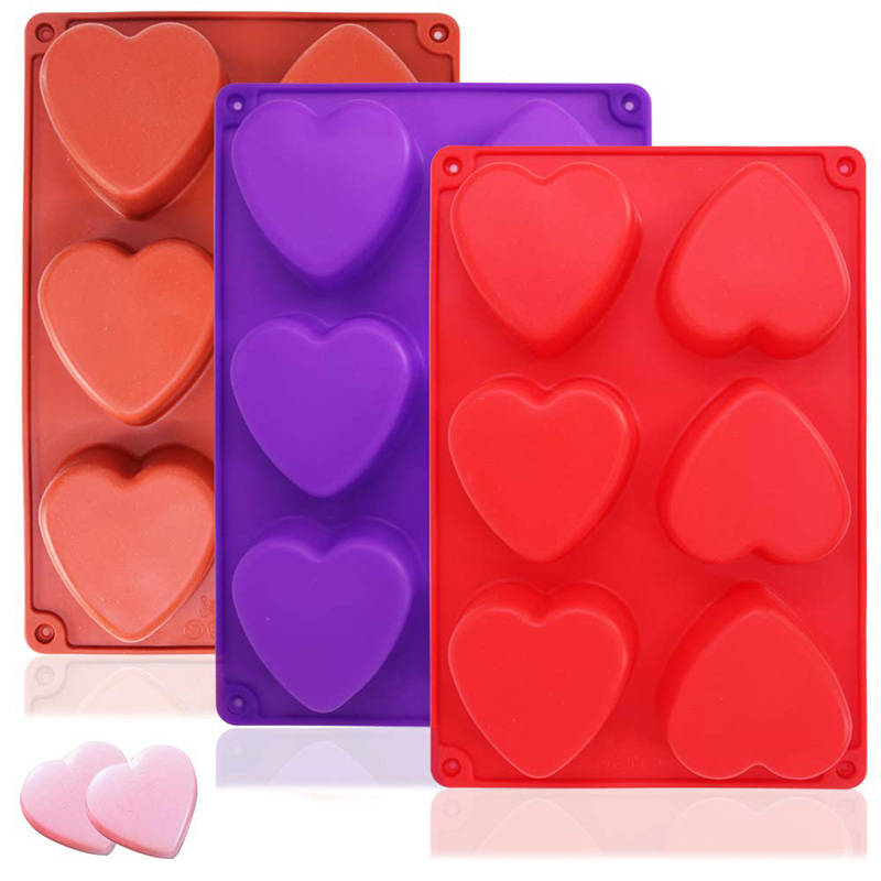 Forma din silicon pentru briose si biscuiti, design inima, 6 alveole,26x18x3.5 cm [6]