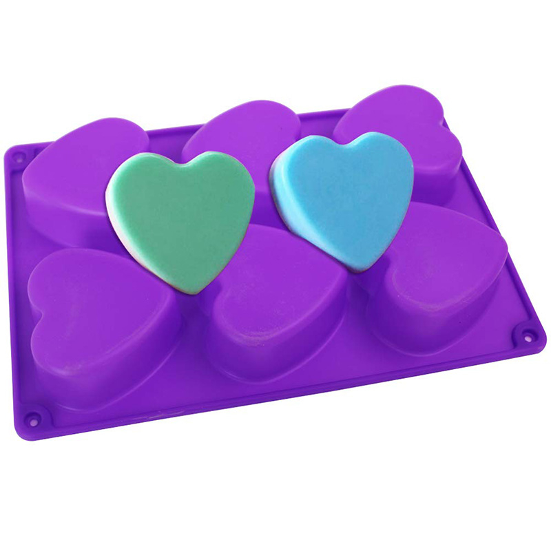 Forma din silicon pentru briose si biscuiti, design inima, 6 alveole,26x18x3.5 cm [9]
