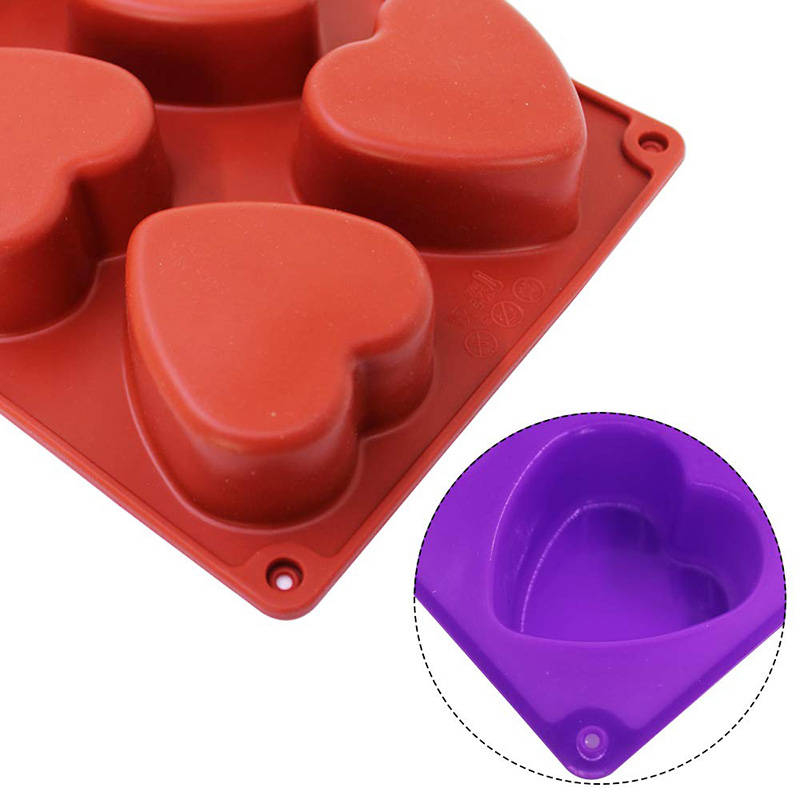 Forma din silicon pentru briose si biscuiti, design inima, 6 alveole,26x18x3.5 cm [2]