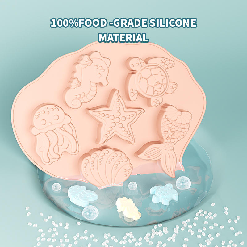 Forma din silicon pentru briose si biscuiti, forma vietati marine, 6 alveole,26x21x3 cm [3]
