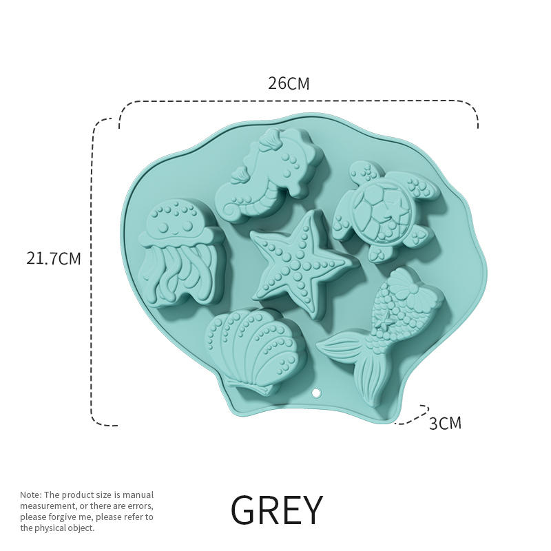 Forma din silicon pentru briose si biscuiti, forma vietati marine, 6 alveole,26x21x3 cm [7]