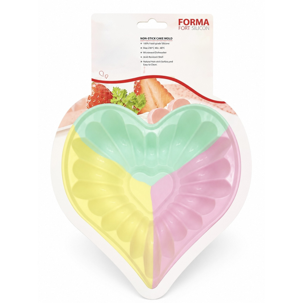 Forma din silicon pentru cozonac, paine si blat tort, BPA Free, model inima, 28x26x7 cm,diverse culori [3]