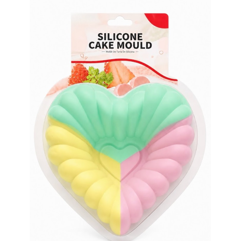 Forma din silicon pentru cozonac, paine si blat tort, BPA Free, model inima, 28x26x7 cm,diverse culori [4]