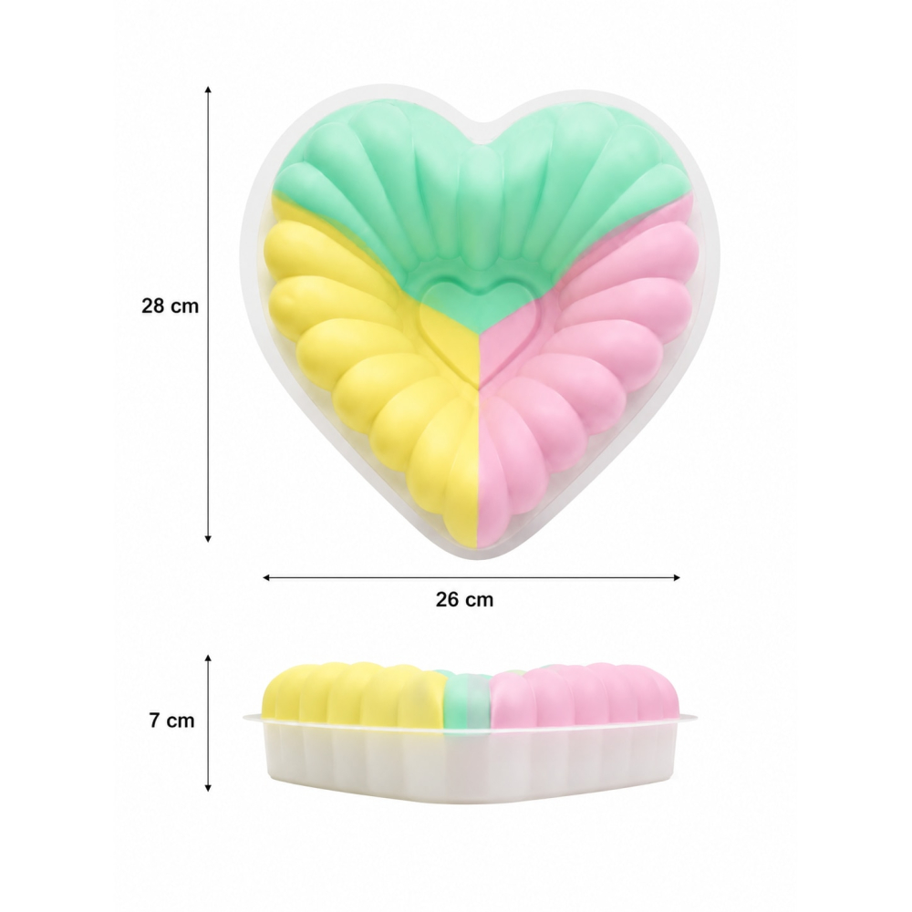 Forma din silicon pentru cozonac, paine si blat tort, BPA Free, model inima, 28x26x7 cm,diverse culori [2]