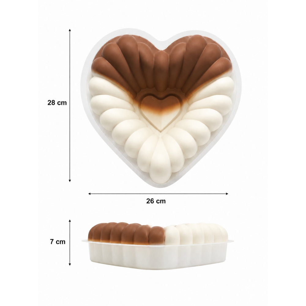 Forma din silicon pentru cozonac, paine si blat tort, BPA Free, model inima, 28x26x7 cm,diverse culori [7]