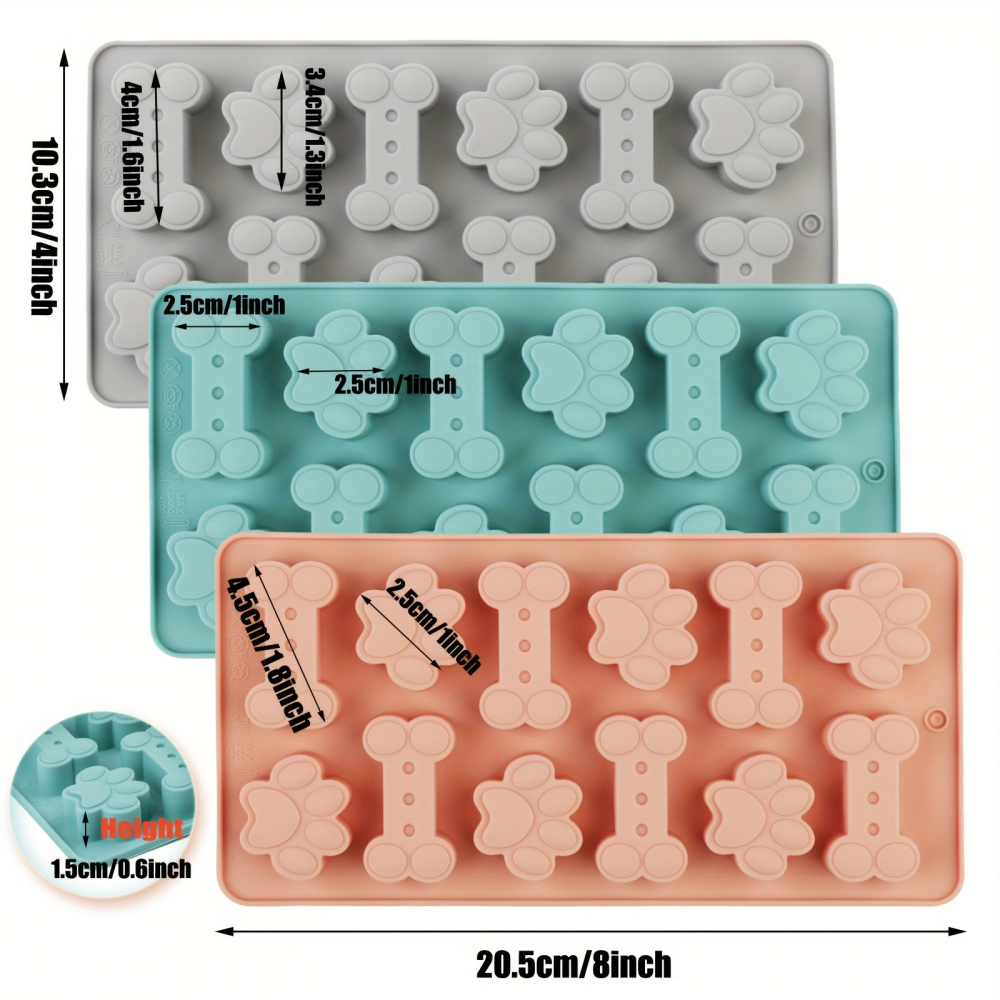 Forma din silicon pentru jeleuri si bomboane, design os catelus,12 alveole,20x10 cm [9]