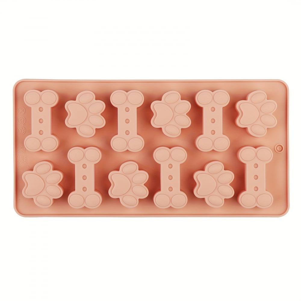 Forma din silicon pentru jeleuri si bomboane, design os catelus,12 alveole,20x10 cm [2]