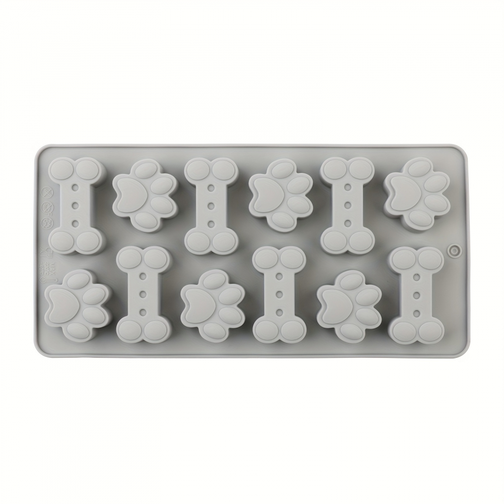 Forma din silicon pentru jeleuri si bomboane, design os catelus,12 alveole,20x10 cm