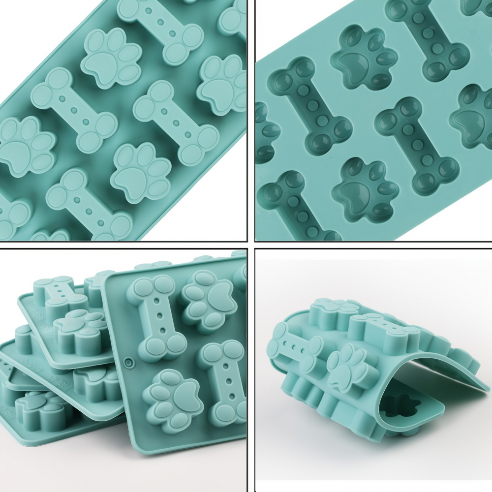 Forma din silicon pentru jeleuri si bomboane, design os catelus,12 alveole,20x10 cm [7]