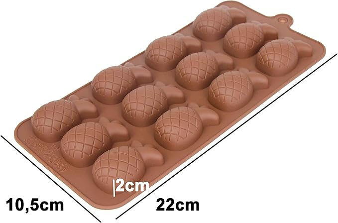 Forma din silicon pentru jeleuri si cuburi de gheata, model ananas, 12 alveole,diverse culori,22x10.5 cm [4]