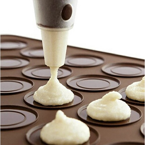 Forma din silicon pentru macarons, 2 dimensiuni, 48 orificii, 38,5 x 28,5 x 0,3 cm, maro [7]
