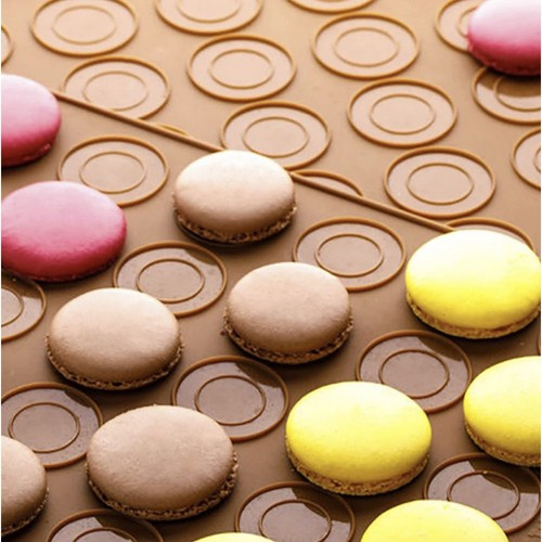 Forma din silicon pentru macarons, 2 dimensiuni, 48 orificii, 38,5 x 28,5 x 0,3 cm, maro [4]
