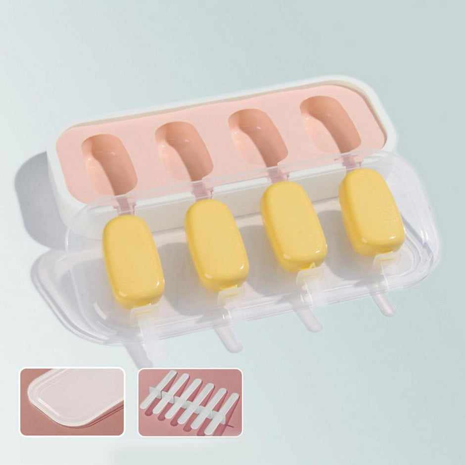 Forma inghetata din silicon cu 4 compartimente,bete si capac,21.5x12.5x2 cm [4]
